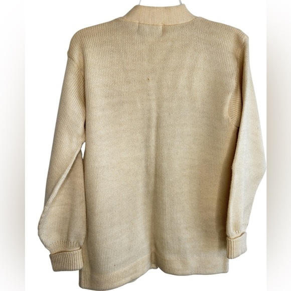 Vintage Cardigan Sweater Acrylic Men's Small Cream Grandpa Grunge Kurt Cobain - Picture 4 of 14